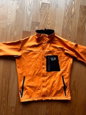 Mountain Hardwear Bright Orange Men's Shell Jacket with Black Pocket